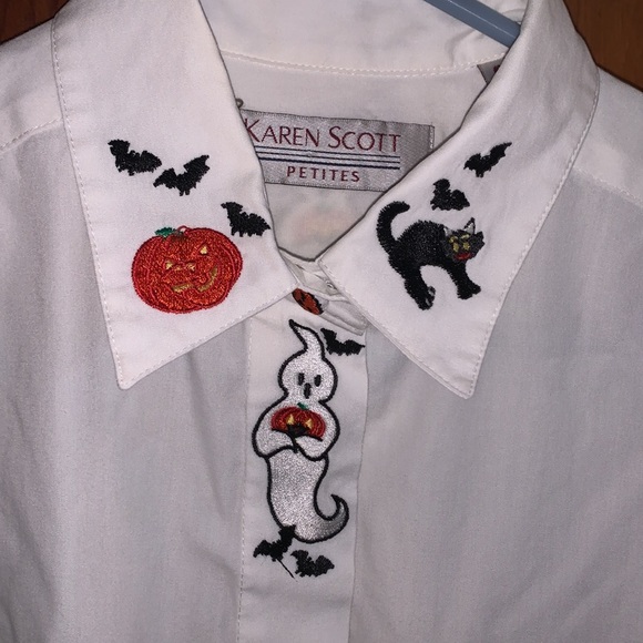 Vintage Karen Scott Halloween Button Down Size Petite Small - Picture 4 of 9